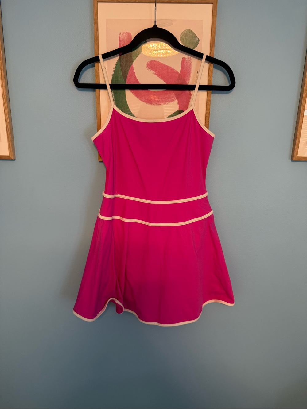 Bright Pink Trimmed A-Line Dress
